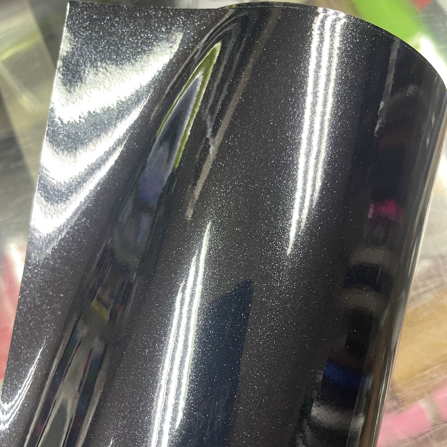 Glitter Vinyl Roll - Vinilo Adhesivo Brillante Negro/Blanco con Efecto