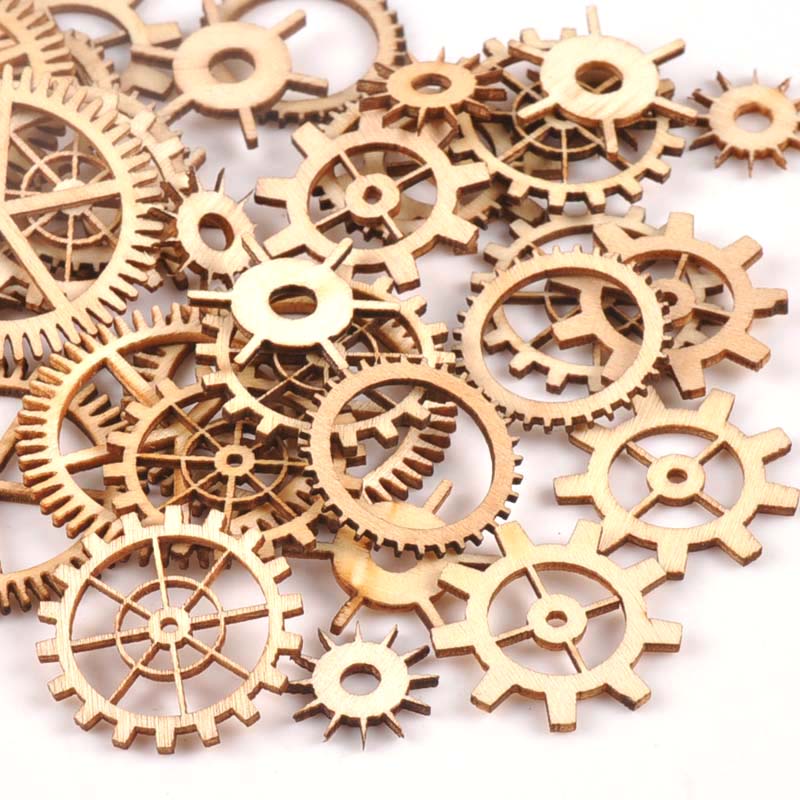 Craft Embellishment - Rueda de engranaje de madera sin