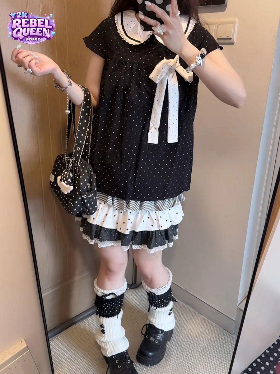 Conjunto de 2 piezas Y2K Kawai - Lace Ribbon Trim reseña y precio